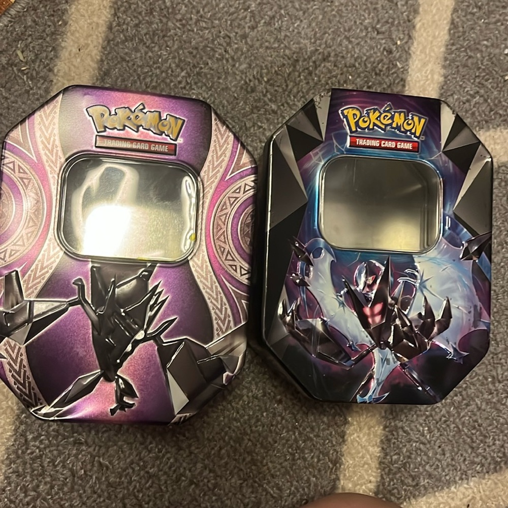 2 used pokemon cards tins